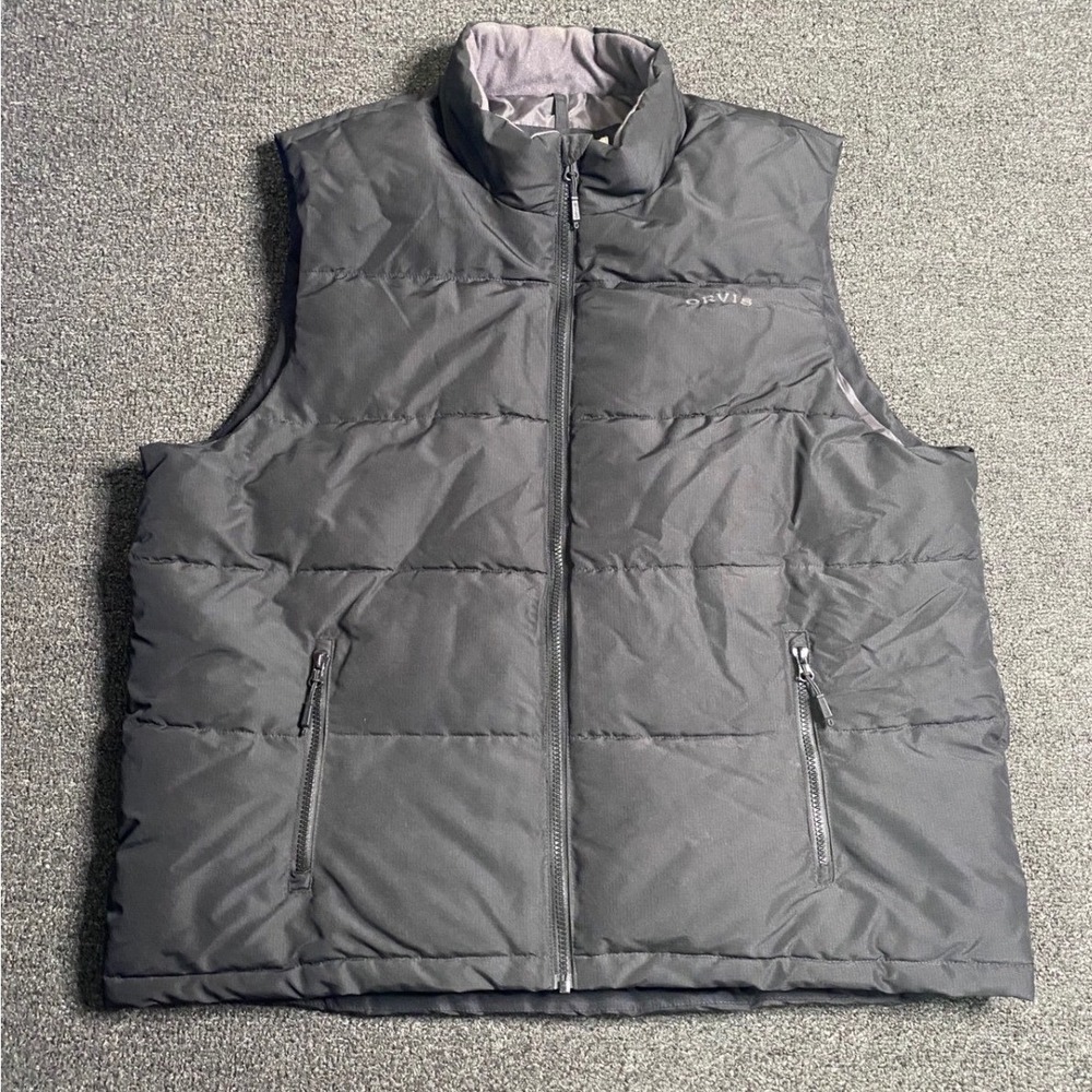 Orvis Puffer Vest Black Mens XL Classic Collection Quilted Full Zip Outdoor Hike